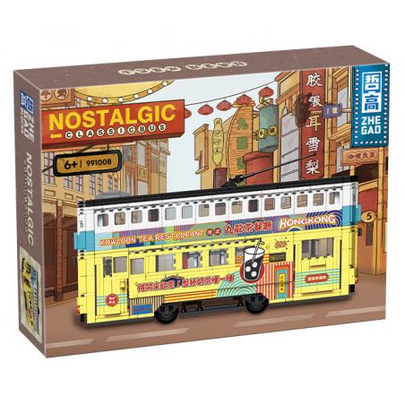 ZHEGAO 991008 non  XE BUÝT HAI TẦNG CỔ ĐIỂN bộ đồ chơi xếp lắp ráp ghép mô hình City NOSTALGIC CLASSIC BUS Thành Phố 860 khối