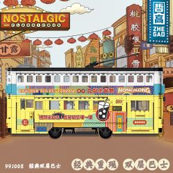 ZHEGAO 991008 non  XE BUÝT HAI TẦNG CỔ ĐIỂN bộ đồ chơi xếp lắp ráp ghép mô hình City NOSTALGIC CLASSIC BUS Thành Phố 860 khối