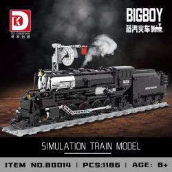 DK 80014 non  ĐẦU MÁY HƠI NƯỚC BIG BOY bộ đồ chơi xếp lắp ráp ghép mô hình City BIG BOY SIMULATION TRAIN MODEL Thành Phố 1186 khối