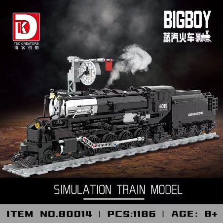 DK 80014 non  ĐẦU MÁY HƠI NƯỚC BIG BOY bộ đồ chơi xếp lắp ráp ghép mô hình City BIG BOY SIMULATION TRAIN MODEL Thành Phố 1186 khối