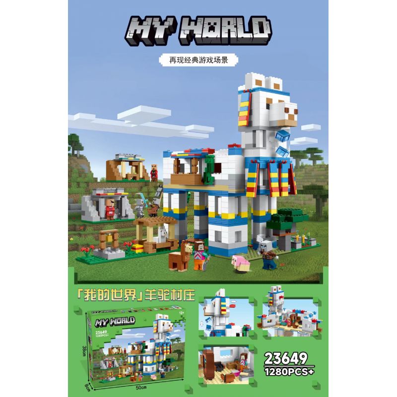NOT  THE LLAMA VILLAGE 21188 ZIMO 23649 xếp lắp ráp ghép mô hình LÀNG LLAMA ALPACA Minecraft Game Xây Dựng 1252 khối