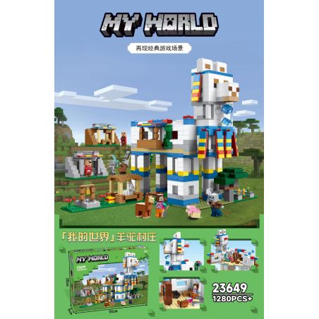 NOT  THE LLAMA VILLAGE 21188 ZIMO 23649 xếp lắp ráp ghép mô hình LÀNG LLAMA ALPACA Minecraft Game Xây Dựng 1252 khối