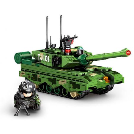 SEMBO 203168 MỘT QUỐC GIA HÙNG MẠNH XE TĂNG CHIẾN ĐẤU CHỦ LỰC ZTZ-99A bộ đồ chơi xếp lắp ráp ghép mô hình Military Army Quân Sự Bộ Đội 297 khối