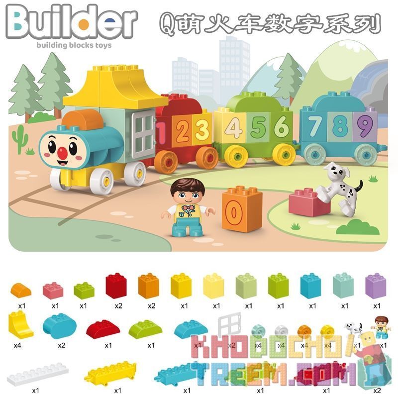 Xếp hình tàu hỏa học đếm Kids Home Toys 50 khối