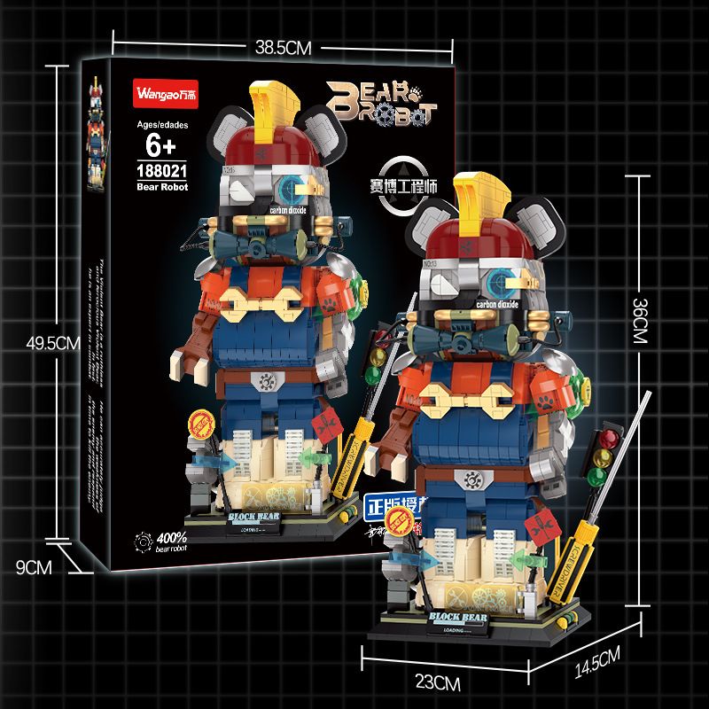 WANGAO 188021 KỸ SƯ CYBER ​​GẤU CƠ KHÍ 400% bộ đồ chơi xếp lắp ráp ghép mô hình