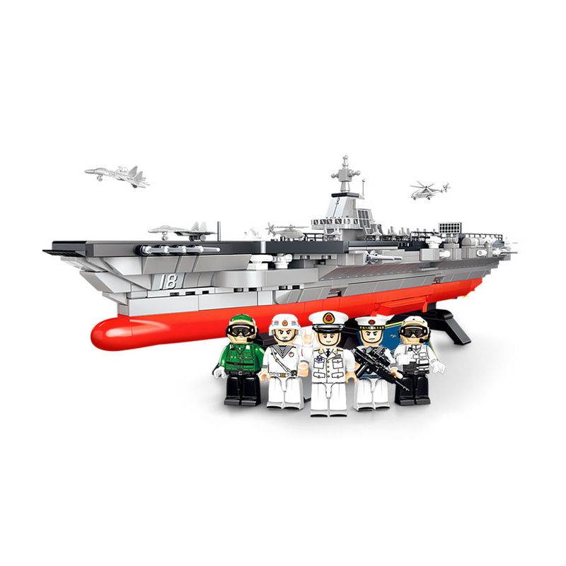 SEMBO 208039 CẤU TRÚC MÔ-ĐUN BA PHẦN CỦA TÀU SÂN BAY PHÚC KIẾN tỷ lệ 1:800 bộ đồ chơi xếp lắp ráp ghép mô hình Military Army Quân Sự Bộ Đội 1326 khối