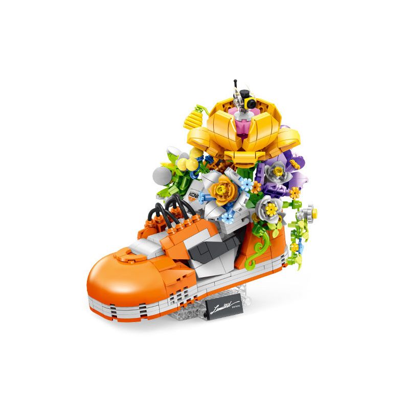 GULY 60512 CHẬU TRỒNG GIÀY THỜI THƯỢNG CHAOHUA CAM NGÔN bộ đồ chơi xếp lắp ráp ghép mô hình HIPSTER SHOE PLANT 836 khối