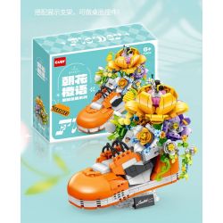GULY 60512 CHẬU TRỒNG GIÀY THỜI THƯỢNG CHAOHUA CAM NGÔN bộ đồ chơi xếp lắp ráp ghép mô hình HIPSTER SHOE PLANT 836 khối