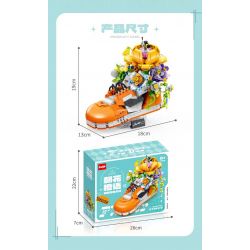 GULY 60512 CHẬU TRỒNG GIÀY THỜI THƯỢNG CHAOHUA CAM NGÔN bộ đồ chơi xếp lắp ráp ghép mô hình HIPSTER SHOE PLANT 836 khối
