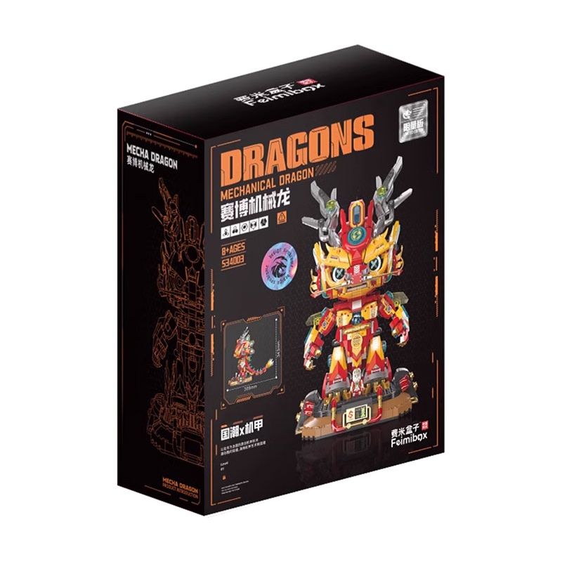 FEMIBOX S34003 34003 RỒNG CƠ KHÍ ĐIỆN TỬ bộ đồ chơi xếp lắp ráp ghép mô hình Creator DRAGONS Sáng Tạo