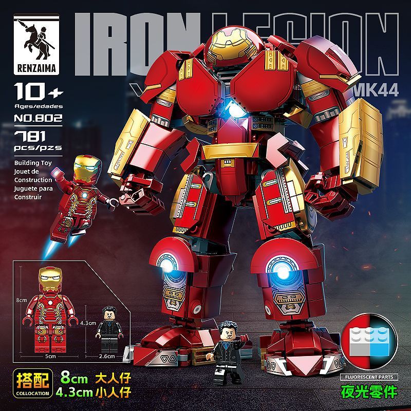 RENZAIMA 802 NGƯỜI SẮT MK44 bộ đồ chơi xếp lắp ráp ghép mô hình Super Heroes IRON LEGION MK44 Siêu Nhân Anh Hùng 781 khối