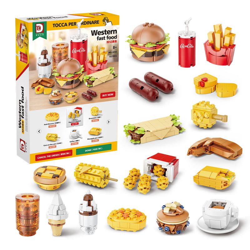 DK 5025 ĐỒ ĂN CỦA M bộ đồ chơi xếp lắp ráp ghép mô hình WESTERN FAST FOOD 827 khối