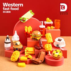 DK 5025 ĐỒ ĂN CỦA M bộ đồ chơi xếp lắp ráp ghép mô hình WESTERN FAST FOOD 827 khối