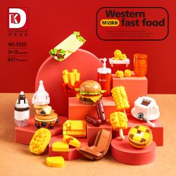 DK 5025 ĐỒ ĂN CỦA M bộ đồ chơi xếp lắp ráp ghép mô hình WESTERN FAST FOOD 827 khối
