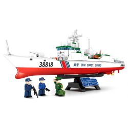 SEMBO 208038 MỘT QUỐC GIA HÙNG MẠNH TÀU CẢNH SÁT BIỂN TYPE 818 BLUE SEA GUARDIAN bộ đồ chơi xếp lắp ráp ghép mô hình Military Army Quân Sự Bộ Đội 691 khối