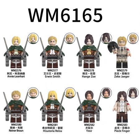 WM 6165 2576 2577 2578 2579 2580 2581 2582 2583 TẤN CÔNG TITAN 8 LOẠI NHÂN VẬT NHỎ bộ đồ chơi xếp lắp ráp ghép mô hình Movie & Game ATTACK ON TITAN Phim Và Trò Chơi