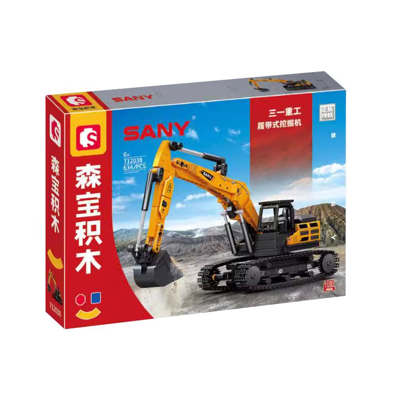 SEMBO 712038 SANY HEAVY INDUSTRY MÁY XÚC BÁNH XÍCH bộ đồ chơi xếp lắp ráp ghép mô hình City Thành Phố 634 khối