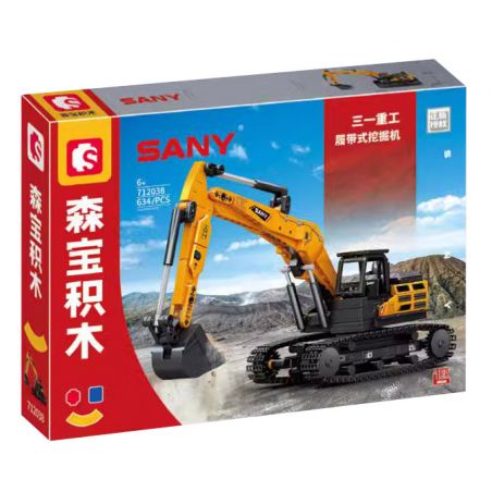 SEMBO 712038 SANY HEAVY INDUSTRY MÁY XÚC BÁNH XÍCH bộ đồ chơi xếp lắp ráp ghép mô hình City Thành Phố 634 khối