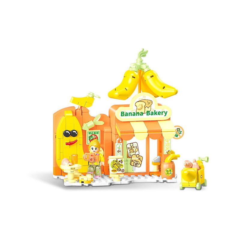 SEMBO 601559 NÓI KHÔNG VỚI BURNT GREEN BAKERY bộ đồ chơi xếp lắp ráp ghép mô hình FUNNY JUICE 323 khối