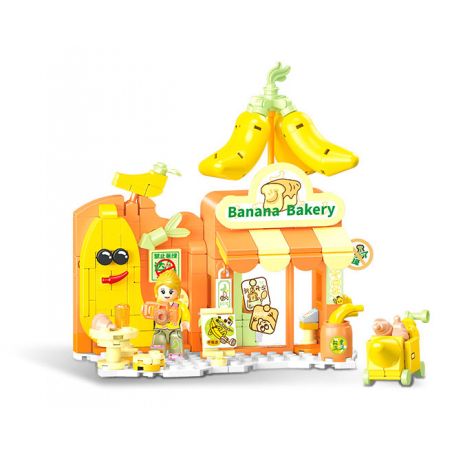 SEMBO 601559 NÓI KHÔNG VỚI BURNT GREEN BAKERY bộ đồ chơi xếp lắp ráp ghép mô hình FUNNY JUICE 323 khối