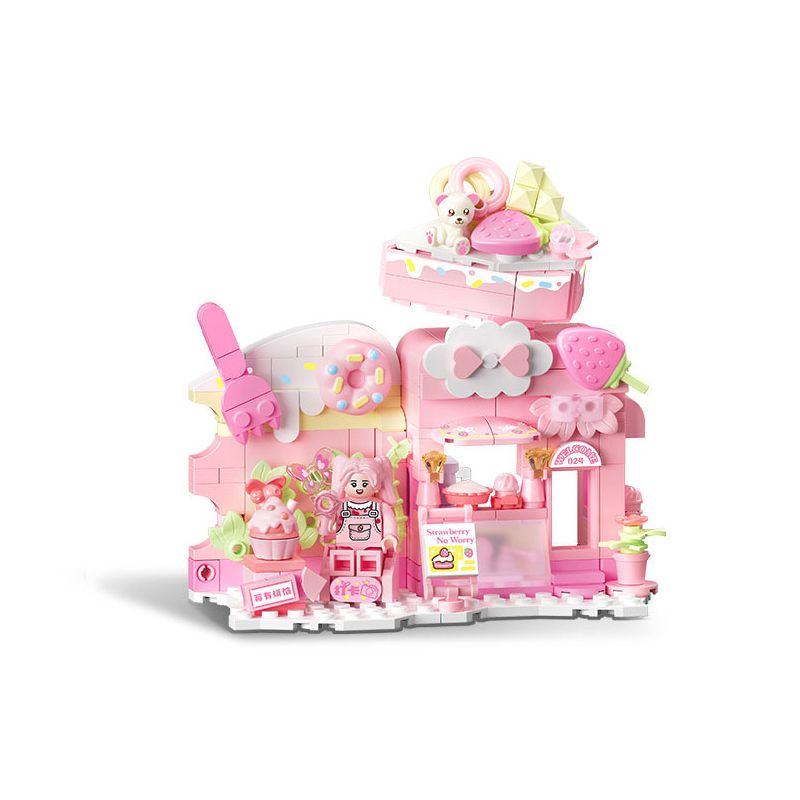 SEMBO 601560 BERRY GẶP RẮC RỐI VỚI CỬA HÀNG TRÁNG MIỆNG bộ đồ chơi xếp lắp ráp ghép mô hình FUNNY JUICE 291 khối