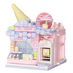 WEKKI 516614 CÓ MỘT CÔNG VIÊN SÁNG TẠO 3.0 QUÁN KEM LẠNH NHỎ bộ đồ chơi xếp lắp ráp ghép mô hình ICE CREAM STORE