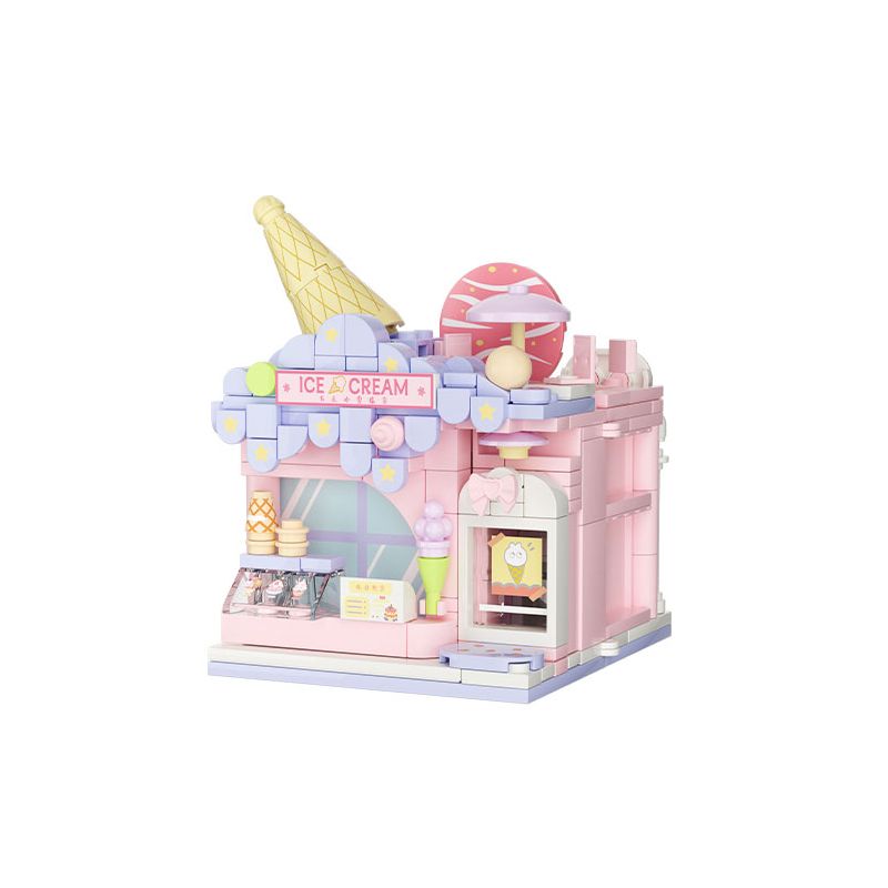 WEKKI 516614 CÓ MỘT CÔNG VIÊN SÁNG TẠO 3.0 QUÁN KEM LẠNH NHỎ bộ đồ chơi xếp lắp ráp ghép mô hình ICE CREAM STORE