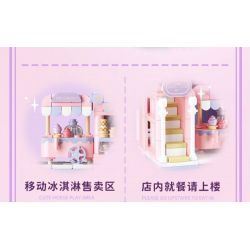 WEKKI 516614 CÓ MỘT CÔNG VIÊN SÁNG TẠO 3.0 QUÁN KEM LẠNH NHỎ bộ đồ chơi xếp lắp ráp ghép mô hình ICE CREAM STORE