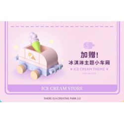 WEKKI 516614 CÓ MỘT CÔNG VIÊN SÁNG TẠO 3.0 QUÁN KEM LẠNH NHỎ bộ đồ chơi xếp lắp ráp ghép mô hình ICE CREAM STORE