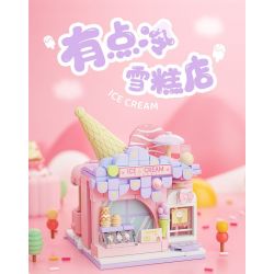 WEKKI 516614 CÓ MỘT CÔNG VIÊN SÁNG TẠO 3.0 QUÁN KEM LẠNH NHỎ bộ đồ chơi xếp lắp ráp ghép mô hình ICE CREAM STORE