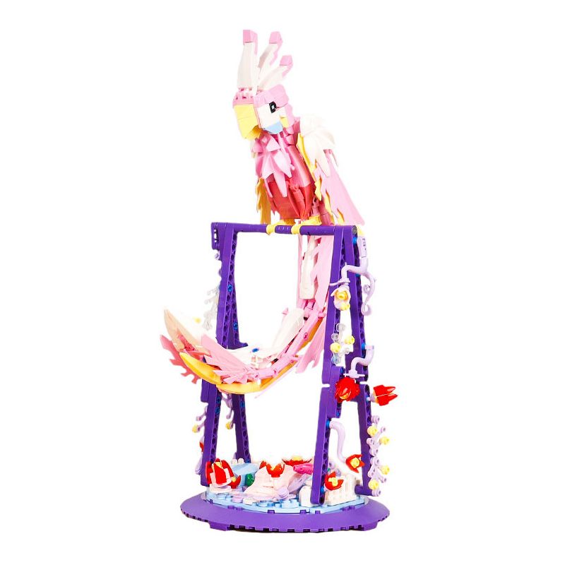 DK 6014 VẸT NHÀO LỘN MÀU HỒNG bộ đồ chơi xếp lắp ráp ghép mô hình PARROT FLOWER FRAME 630 khối