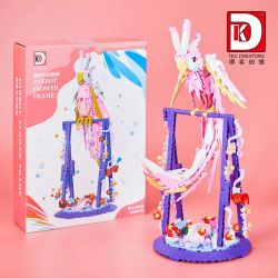 DK 6014 VẸT NHÀO LỘN MÀU HỒNG bộ đồ chơi xếp lắp ráp ghép mô hình PARROT FLOWER FRAME 630 khối