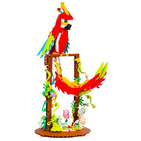 DK 6015 VẸT NHÀO LỘN MÀU ĐỎ bộ đồ chơi xếp lắp ráp ghép mô hình PARROT FLOWER FRAME 636 khối