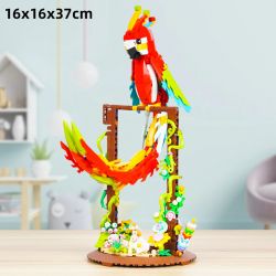 DK 6015 VẸT NHÀO LỘN MÀU ĐỎ bộ đồ chơi xếp lắp ráp ghép mô hình PARROT FLOWER FRAME 636 khối