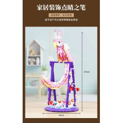 DK 6015 VẸT NHÀO LỘN MÀU ĐỎ bộ đồ chơi xếp lắp ráp ghép mô hình PARROT FLOWER FRAME 636 khối