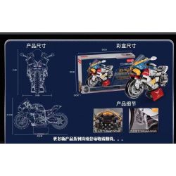 WANGAO 388001 KAWASAKI H2R MÔ TÔ NGUYÊN BẢN RX-78-2 tỷ lệ 1:5 bộ đồ chơi xếp lắp ráp ghép mô hình Technic Kỹ Thuật Công Nghệ Cao Mô Hình Phương Tiện 1769 khối