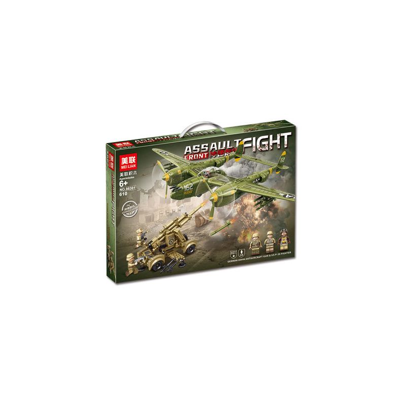 AMERICAN LEAGUE 98301 PHÁO PHÒNG KHÔNG 88MM CỦA ĐỨC TIÊM KÍCH P-38 MỸ bộ đồ chơi xếp lắp ráp ghép mô hình Military Army Quân Sự Bộ Đội