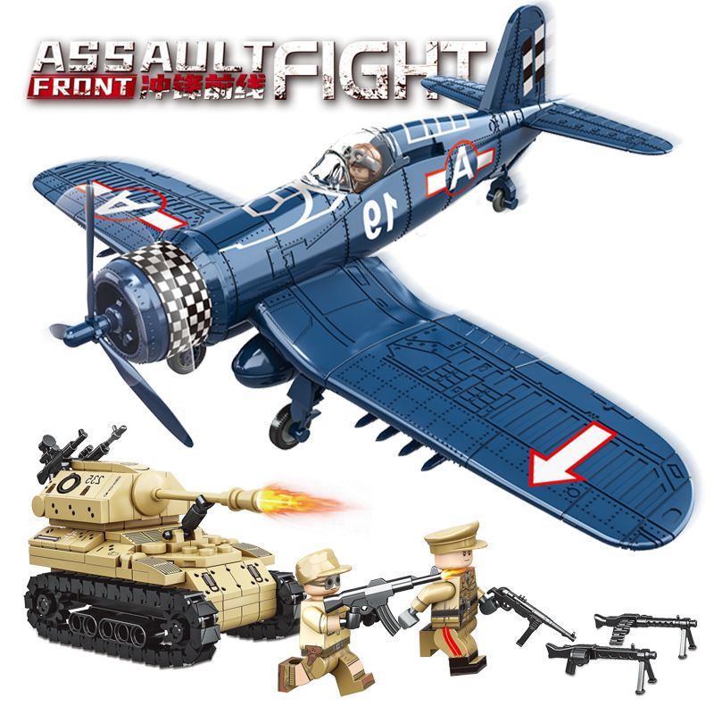 AMERICAN LEAGUE 98304 TIẾN RA PHÍA TRƯỚC XE TĂNG ELEPHANT CỦA ĐỨC MÁY BAY CHIẾN ĐẤU F4U CORSAIR MỸ bộ đồ chơi xếp lắp ráp ghép mô hình Military Army Quân Sự Bộ Đội