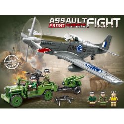 AMERICAN LEAGUE 98306 TIẾN RA TIỀN TUYẾN XE JEEP CỦA QUÂN ĐỘI MỸ MÁY BAY CHIẾN ĐẤU P51 MUSTANG bộ đồ chơi xếp lắp ráp ghép mô hình Military Army Quân Sự Bộ Đội