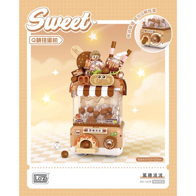 LOZ 1678 Q MÁY GACHA DỄ THƯƠNG CARAMEL POPS bộ đồ chơi xếp lắp ráp ghép mô hình 404 khối