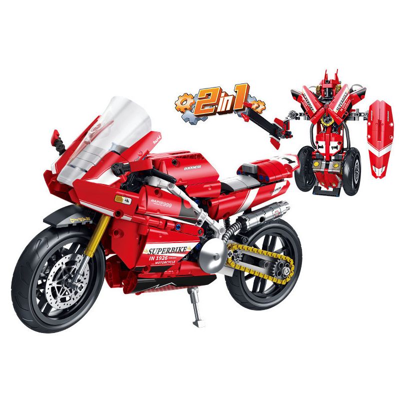 FORANGE FC9306 9306 XE MÁY CHIBIANJI ĐỔI ĐÔI MÀU ĐỎ bộ đồ chơi xếp lắp ráp ghép mô hình Technic ENGINE MORPH Kỹ Thuật Công Nghệ Cao Mô Hình Phương Tiện 594 khối