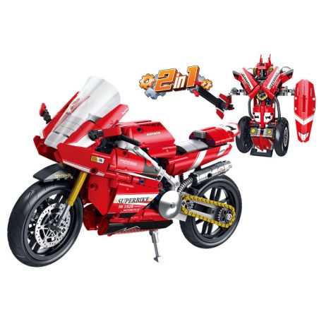 FORANGE FC9306 9306 XE MÁY CHIBIANJI ĐỔI ĐÔI MÀU ĐỎ bộ đồ chơi xếp lắp ráp ghép mô hình Technic ENGINE MORPH Kỹ Thuật Công Nghệ Cao Mô Hình Phương Tiện 594 khối