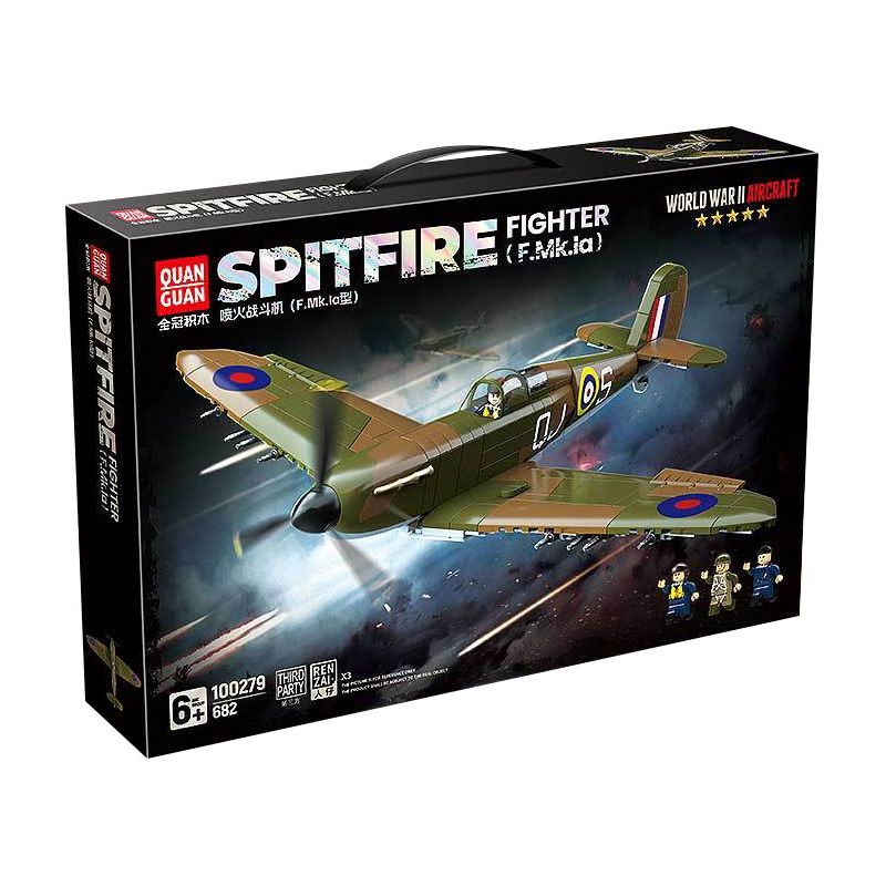 QuanGuan 100279 Quan Guan 100279 SPITFIRE ANH F.MK.LA bộ đồ chơi xếp lắp ráp ghép mô hình Military Army Quân Sự Bộ Đội 682 khối