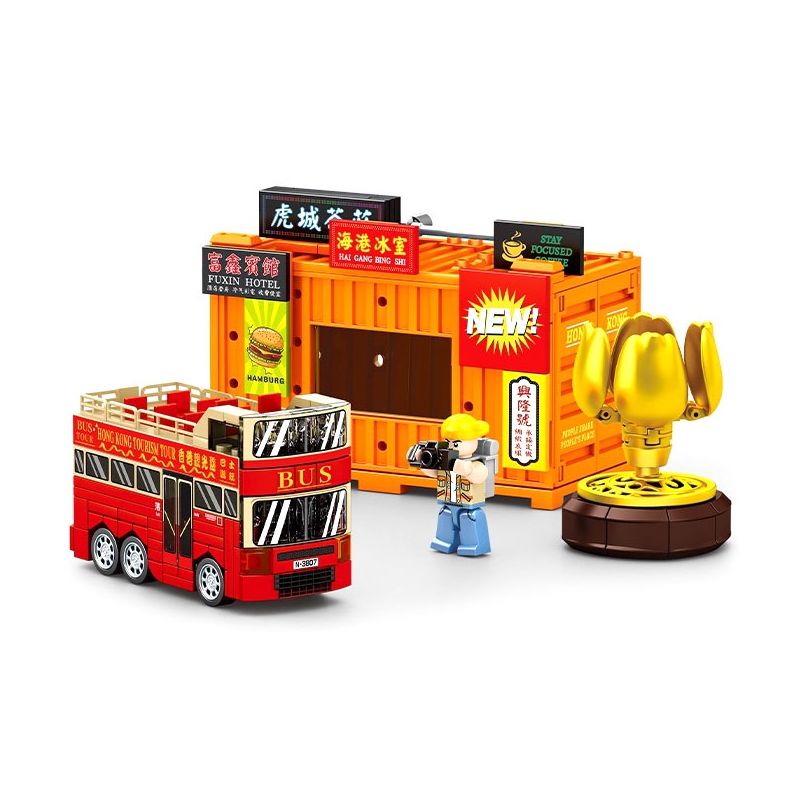 SEMBO 714524 CHẾ ĐỘ XEM PHỐ HỒNG KÔNG CHUYẾN THAM QUAN THÀNH BK.5 bộ đồ chơi xếp lắp ráp ghép mô hình Racers Đua Tốc Độ 281 khối