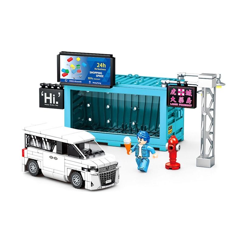 SEMBO 714527 CHẾ ĐỘ XEM PHỐ Ở HỒNG KÔNG THIÊN ĐƯỜNG MUA SẮM BK.5 bộ đồ chơi xếp lắp ráp ghép mô hình Racers Đua Tốc Độ 277 khối