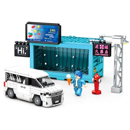 SEMBO 714527 CHẾ ĐỘ XEM PHỐ Ở HỒNG KÔNG THIÊN ĐƯỜNG MUA SẮM BK.5 bộ đồ chơi xếp lắp ráp ghép mô hình Racers Đua Tốc Độ 277 khối