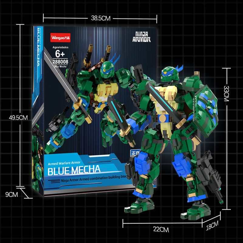 WANGAO 288008 NINJA RÙA ĐỘT BIẾN TUỔI TEEN LEONARDO bộ đồ chơi xếp lắp ráp ghép mô hình Movie & Game BLUE MECHA Phim Và Trò Chơi