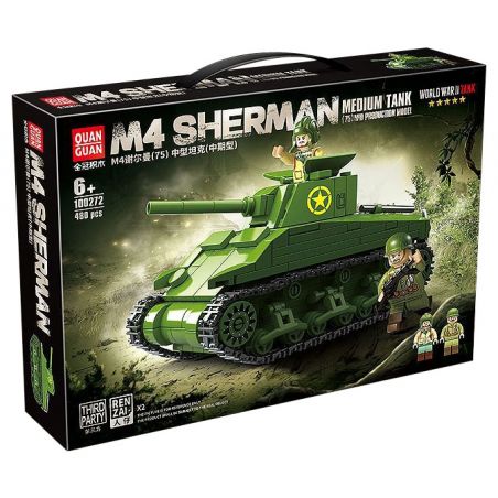 QuanGuan 100272 Quan Guan 100272 TĂNG HẠNG TRUNG M4 SHERMAN (75) (LOẠI HẠN) bộ đồ chơi xếp lắp ráp ghép mô hình Military Army Quân Sự Bộ Đội 480 khối