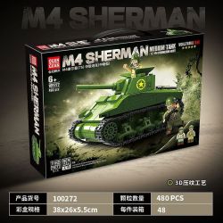 QuanGuan 100272 Quan Guan 100272 TĂNG HẠNG TRUNG M4 SHERMAN (75) (LOẠI HẠN) bộ đồ chơi xếp lắp ráp ghép mô hình Military Army Quân Sự Bộ Đội 480 khối