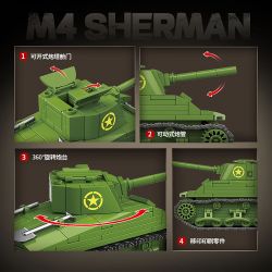 QuanGuan 100272 Quan Guan 100272 TĂNG HẠNG TRUNG M4 SHERMAN (75) (LOẠI HẠN) bộ đồ chơi xếp lắp ráp ghép mô hình Military Army Quân Sự Bộ Đội 480 khối